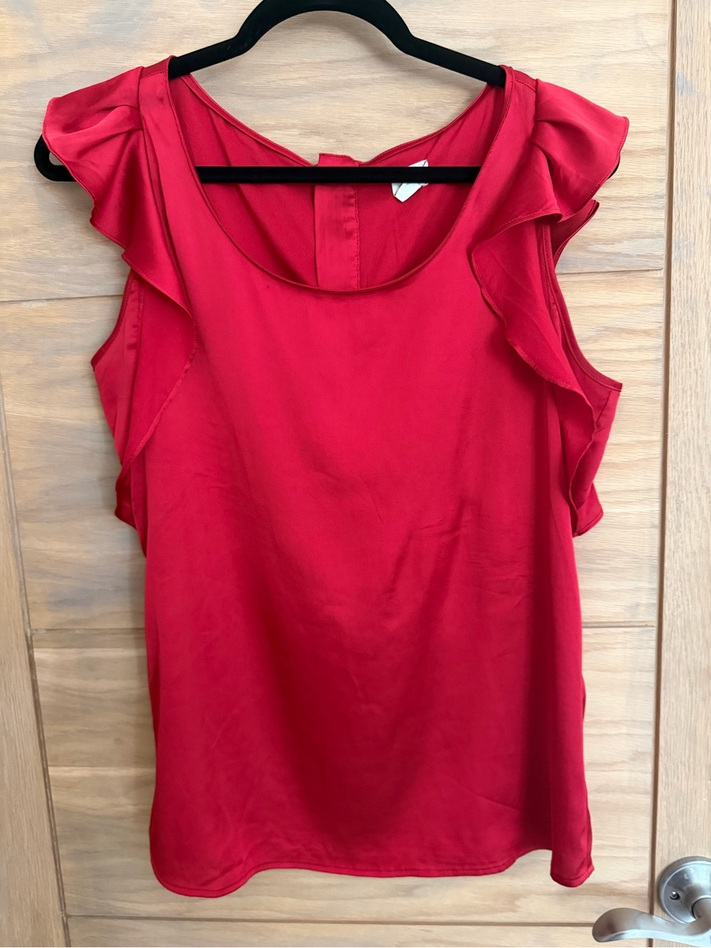 LOFT Raspberry Satin Ruffle Sleeve Tank - Picture 2 of 10
